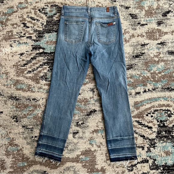 7 for All Mankind Ankle Straight Blue Jeans - Picture 2 of 7